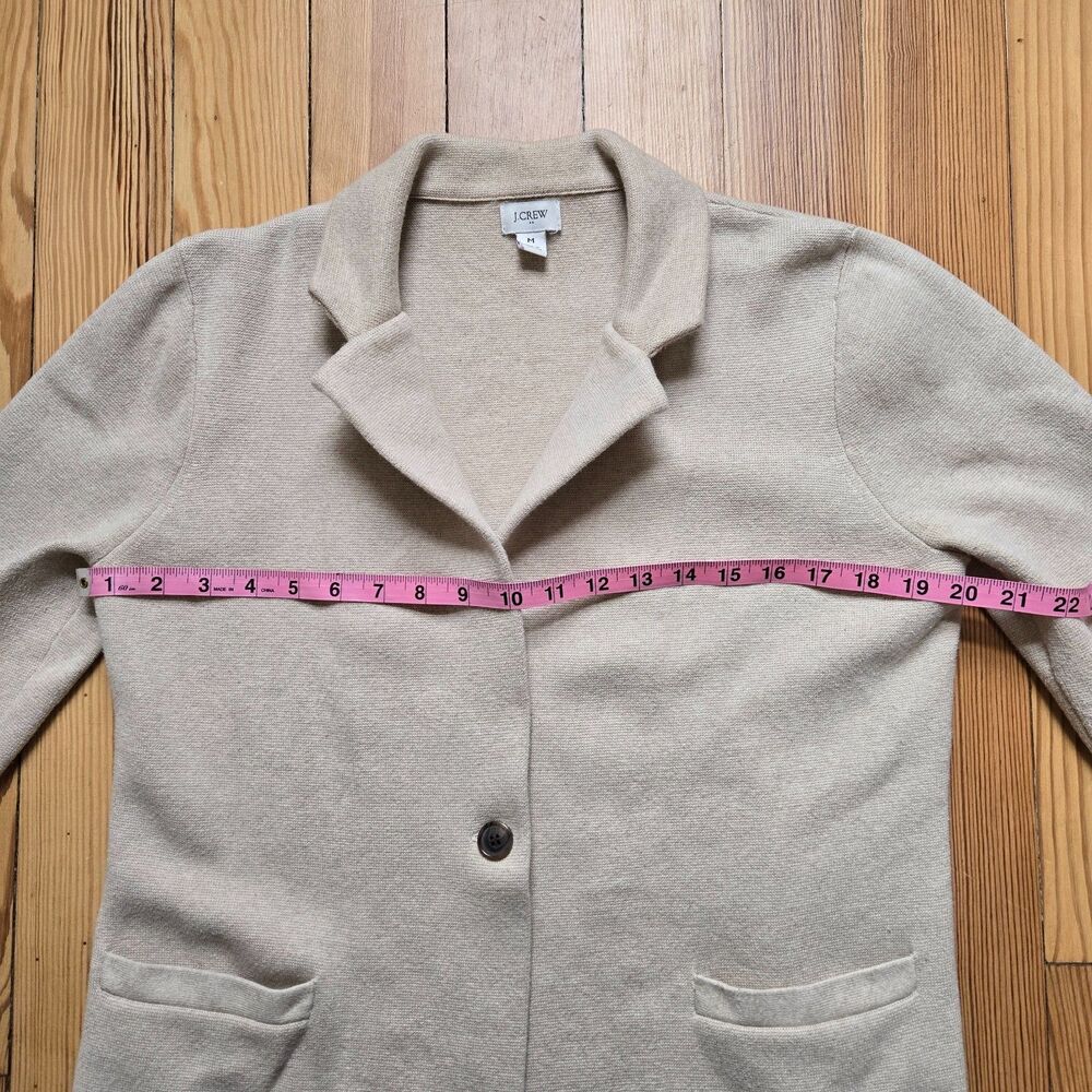 J.Crew School Boy Cotton Knit Blazer M Beige Academia Preppy Coastal Business - Picture 4 of 9